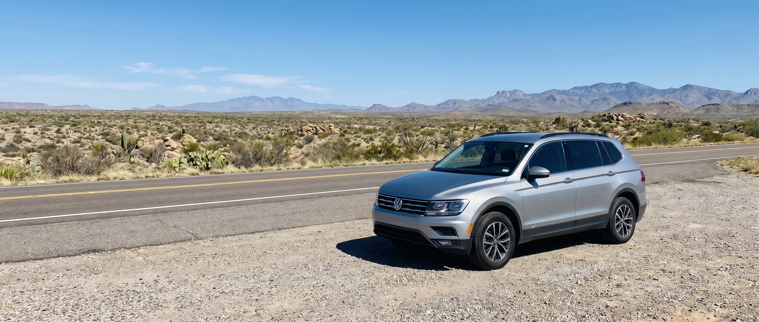 Volkswagen Tiguan ready for road trip from Amarillo TX to Albuquerque NM on open highway