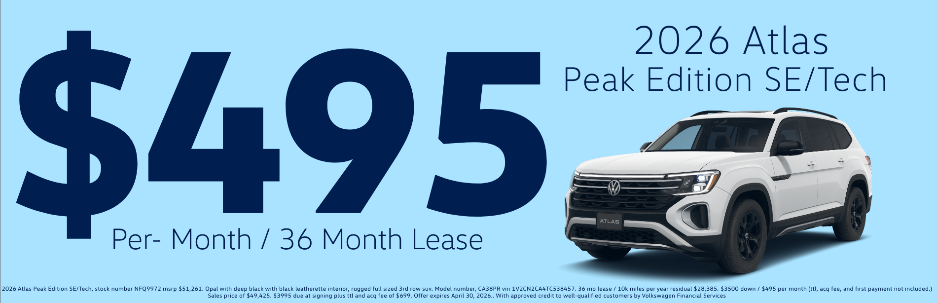 0% APR on 2026 Atlas