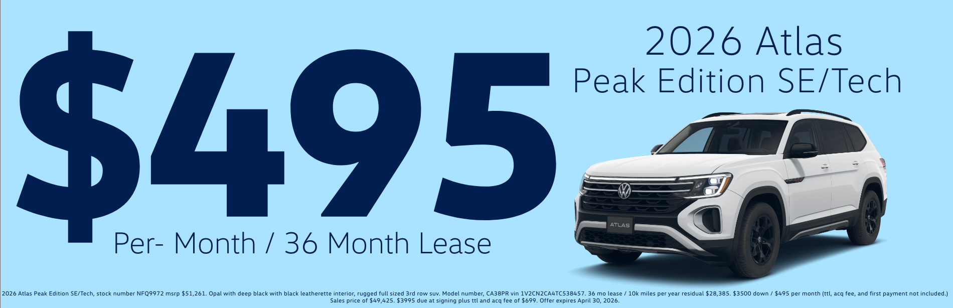 0% APR on 2026 Atlas