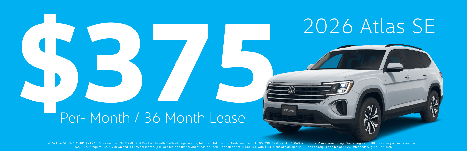 0.9% APR on 2026 Atlas