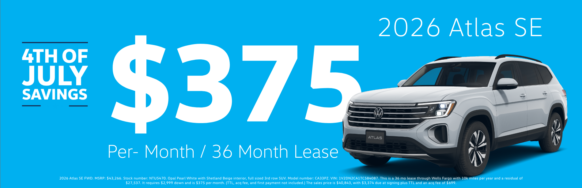 0.9% APR on 2026 Atlas